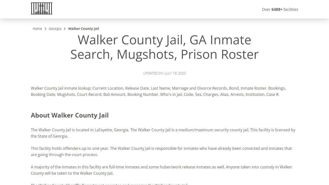 Walker County Jail, GA Inmate Search, Mugshots, Prison ...