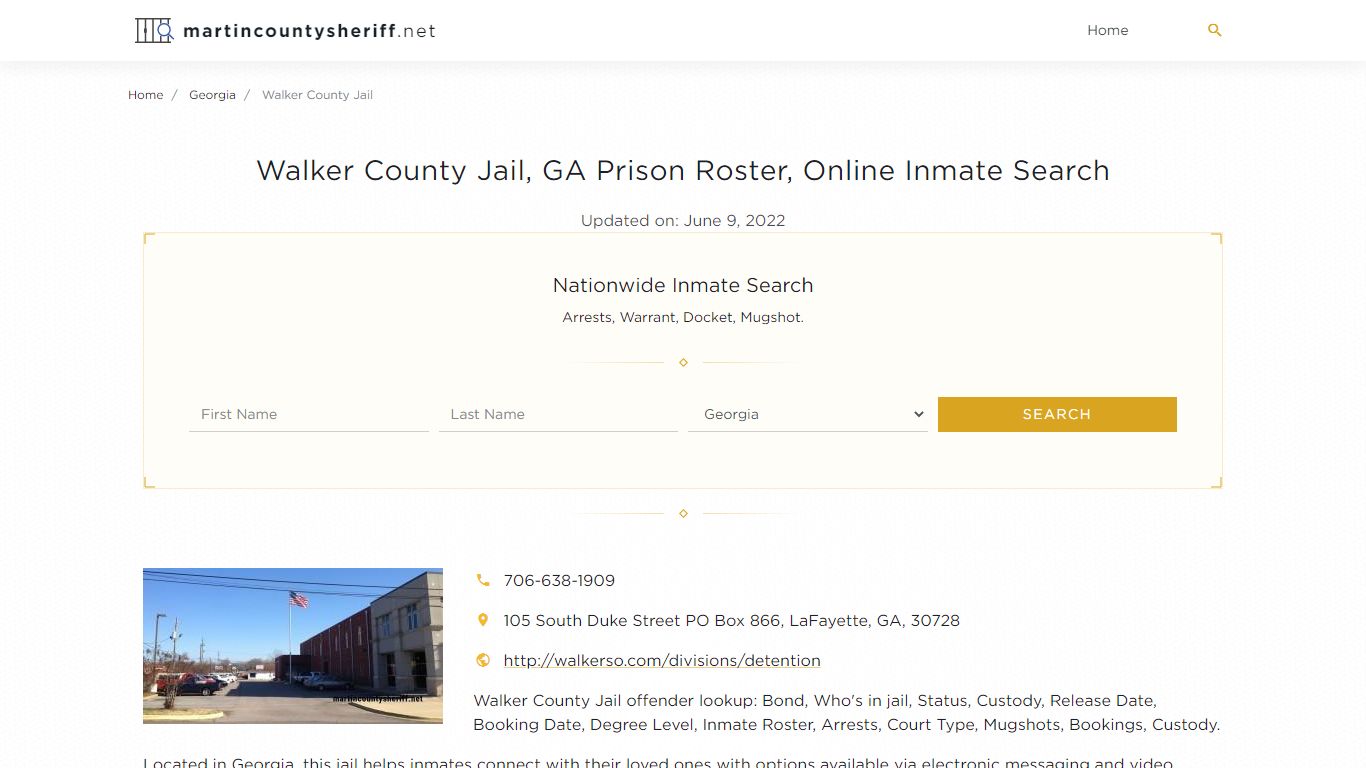 Walker County Jail, GA Prison Roster, Online Inmate Search ...